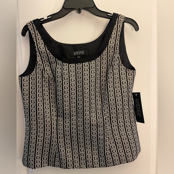 Kasper Hearts on Fire 3PC Lined Pant Suit. Blazer, Top & Pants Gold/Black NWT - Picture 2 of 14